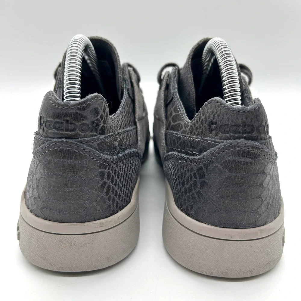 Reebok Workout Plus Sneakers Low Top Casual Shoes Men's 8.5 Gray‎ Snake Print